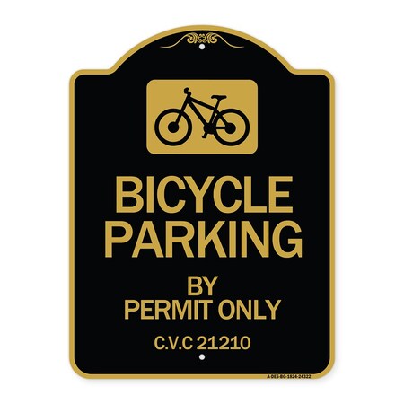 Signmission Bicycle Parking by Permit C.V.S. 21210 W/ Bicycle Graphic Heavy-Gauge Alum, 18" x 24", BG-1824-24322 A-DES-BG-1824-24322